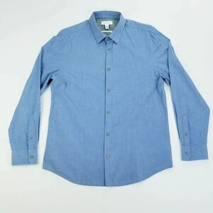 Calvin Klein Medium The Extra Fine Cotton Shirt Embroidered Logo Blue Mens Shirt